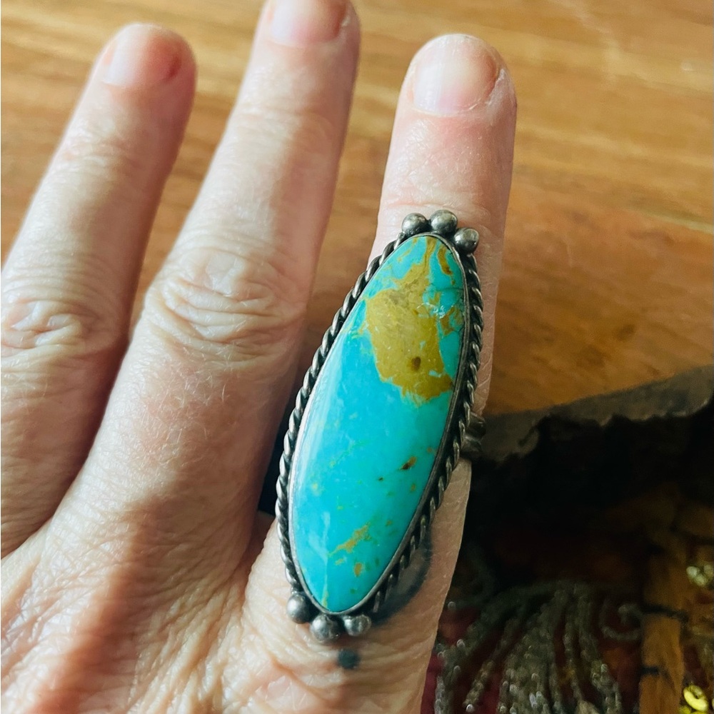 Vintage Turquoise Signed Navajo Ring